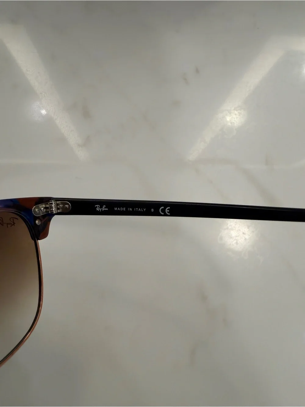 Ray-Ban RB3016 Clubmaster Sunglasses in Tortoise Shell Blue and Brown - Picture 8 of 12